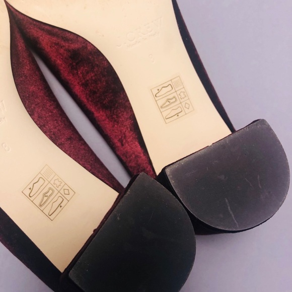 Authentic J.Crew Red Dark Avery Velvet Pumps - Picture 7 of 8